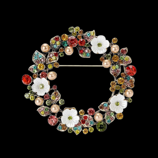 Brosche vintage Blumenkranz