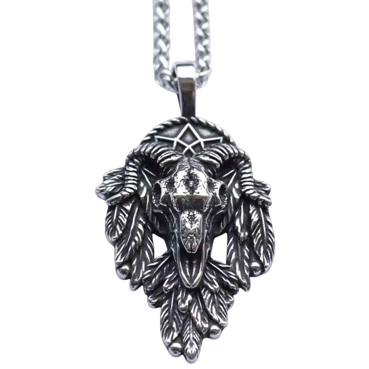 Baphomet Ram Skull Pentagram Halskette mit Anhänger Edelstahl