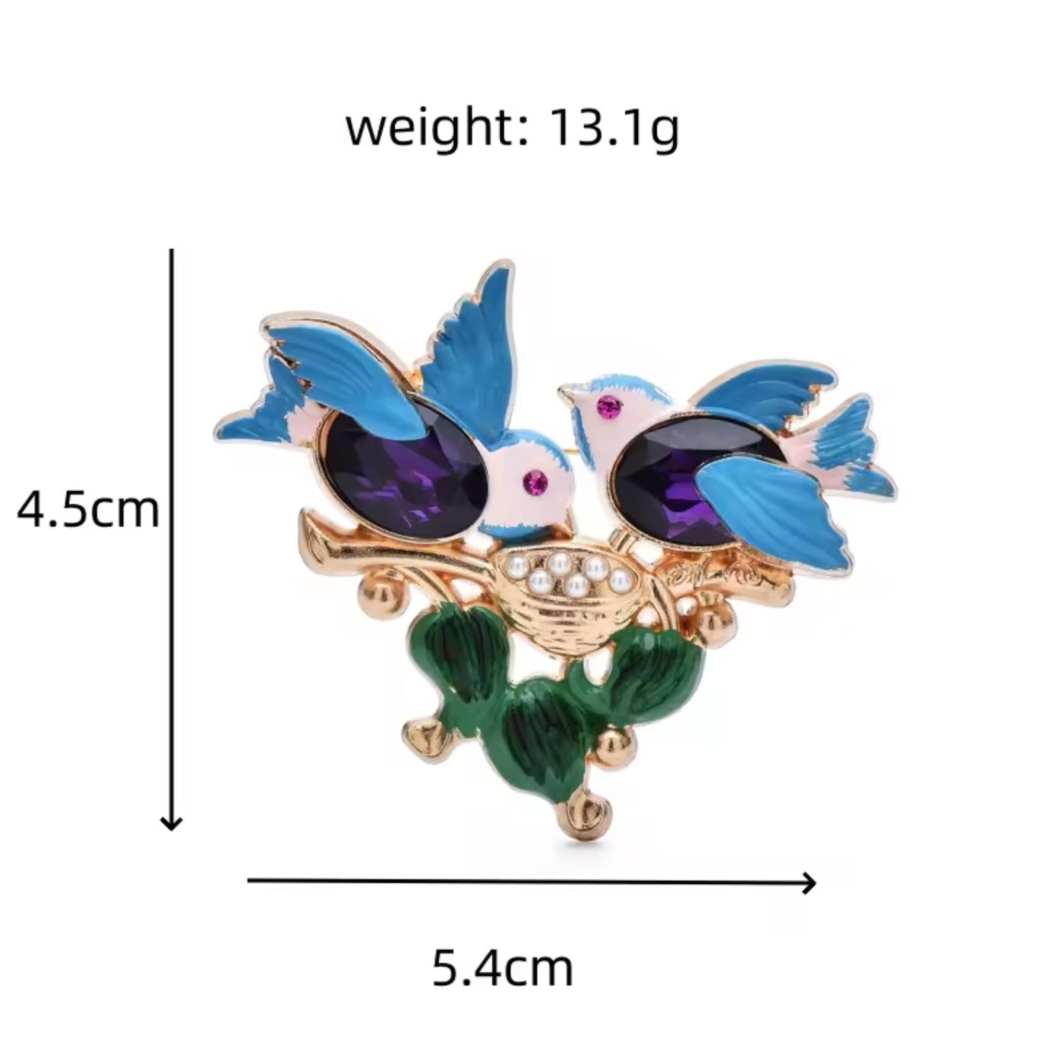 Vogelbrosche Maßangaben 5,4 x 4,5 cm Gewicht 13,1g