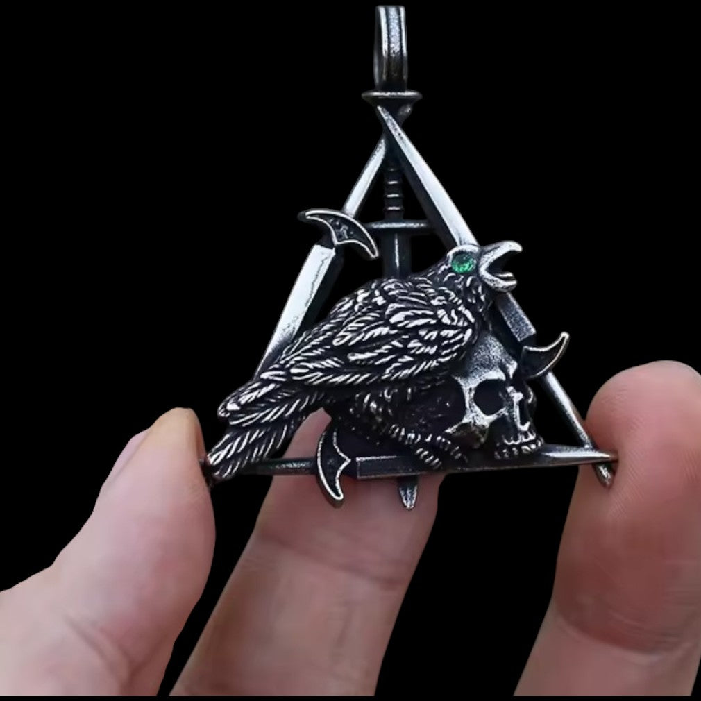 Edelstahl Raben Halskette mit Anhänger Raven Necklace Gothic