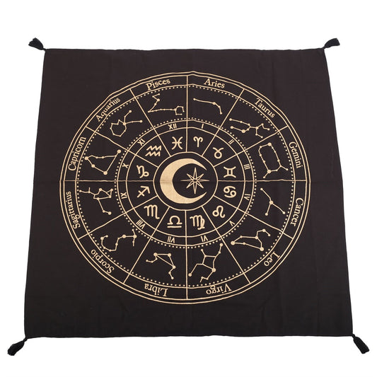 Altardecke zum Tarotkarten legen Astrologie schwarz-gold 72 cm