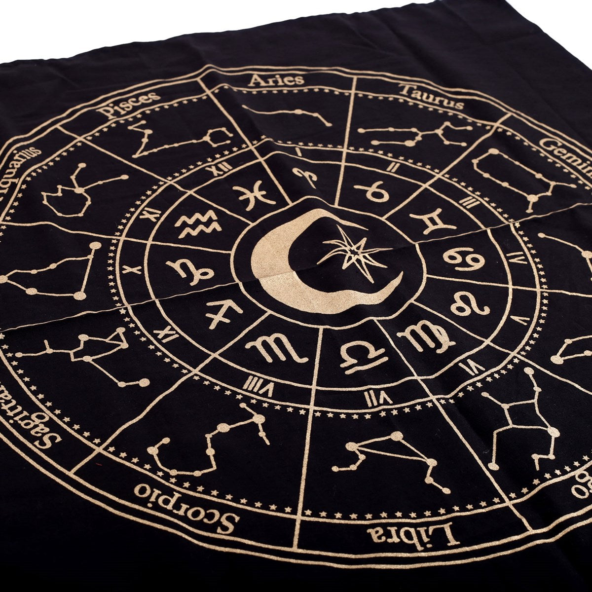 Altardecke zum Tarotkarten legen Astrologie schwarz-gold 72 cm