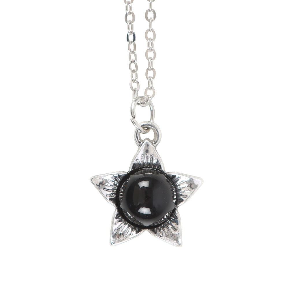 "Deadly Nightshade" Gothic Halskette mit Grußkarte vintage mit Obsidianstein