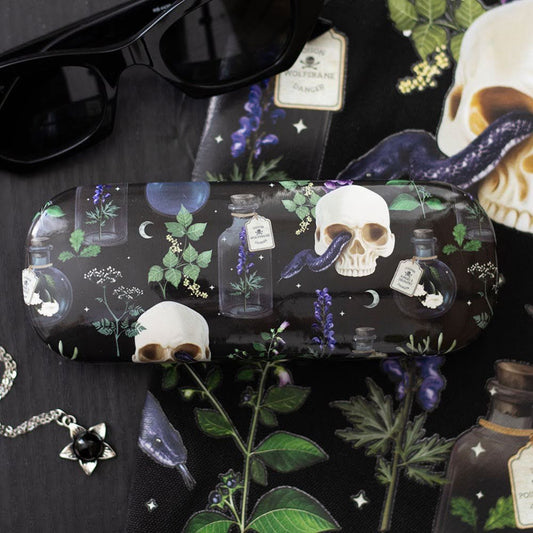Gothic Brillenetui "Venom and Vines" schwarz mit Totenkopf