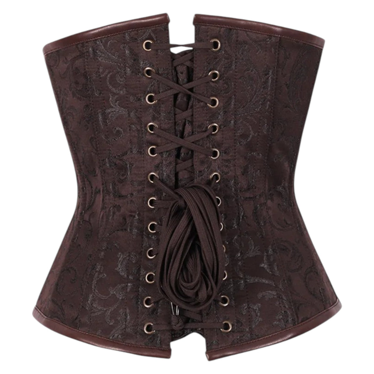 Steampunk-Unterbrustkorsett „Ciara“ braun gold mit Ketten vintage