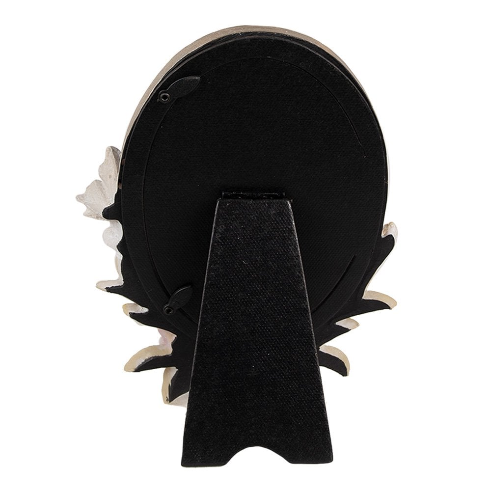 Bilderrahmen in Pastelltönen fliederfarben mit Blumen oval 10x15