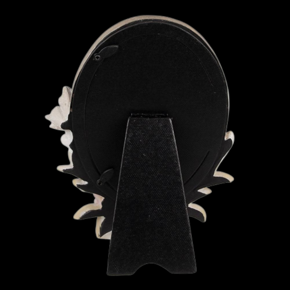 Bilderrahmen in Pastelltönen fliederfarben mit Blumen oval 10x15