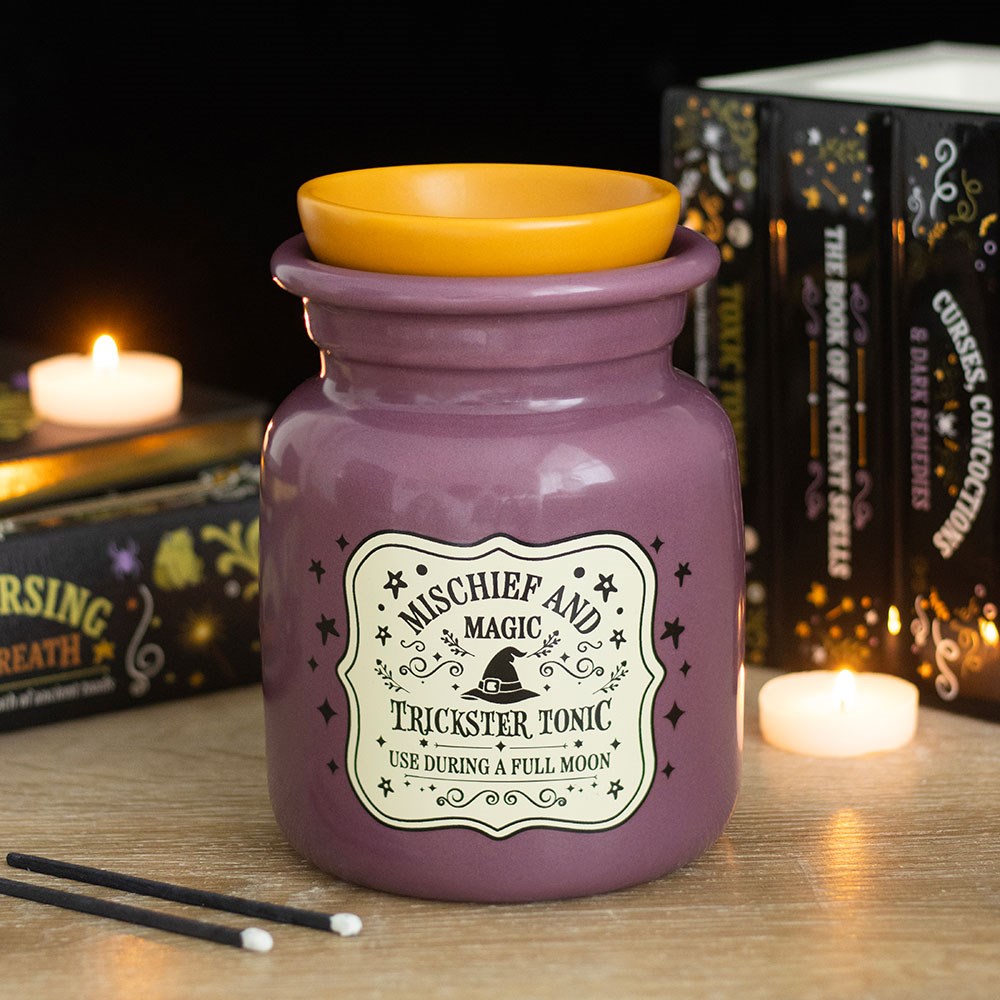 Trickster Tonic Oil Burner Duftlampe Apotheker-Flasche in violett Witchy