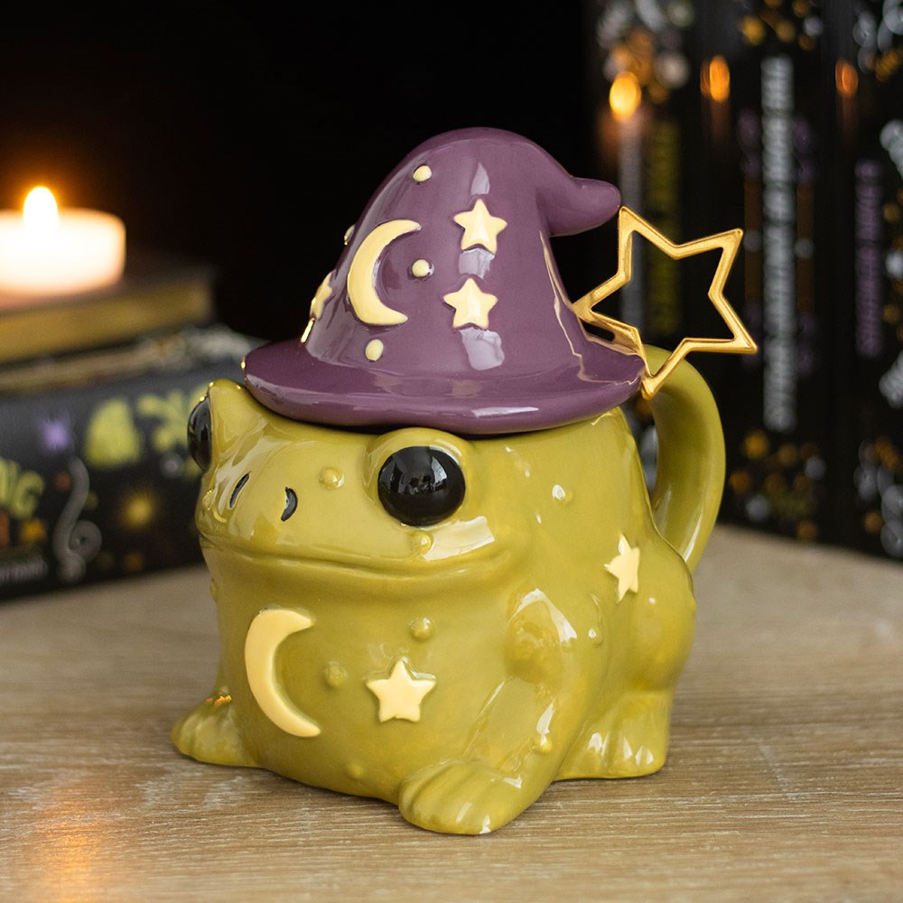 Wizard Frosch Keramiktasse mit Zauberhut-Deckel und Sternlöffel