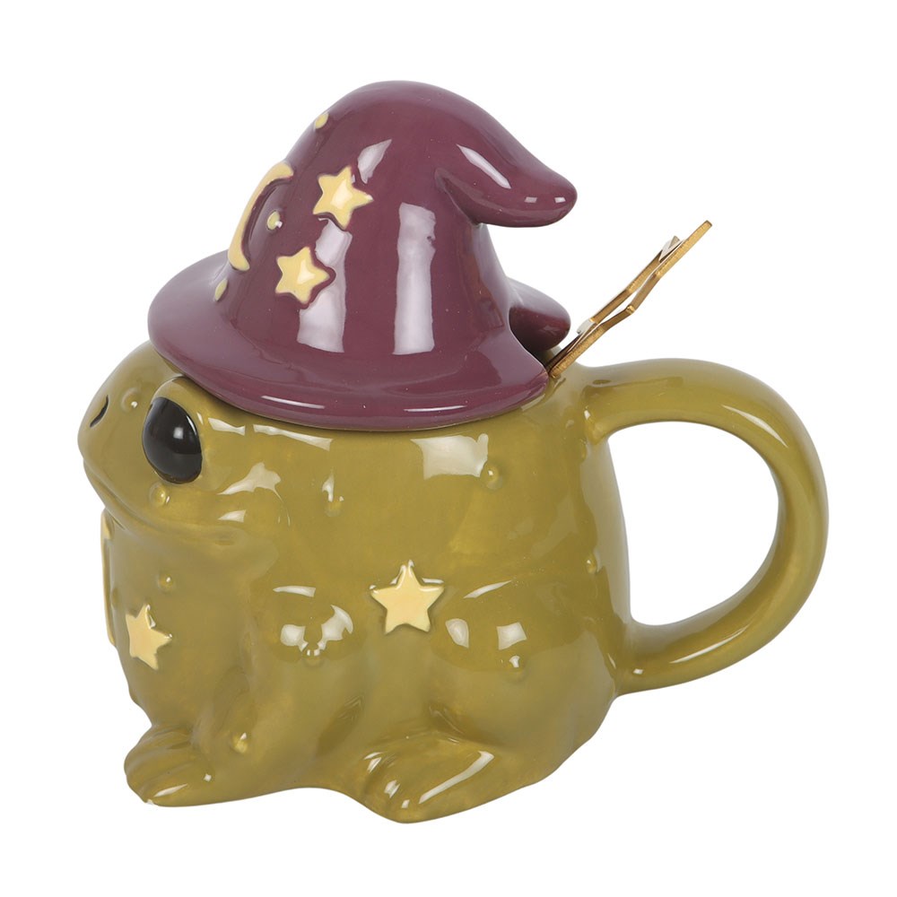 Wizard Frosch Keramiktasse mit Zauberhut-Deckel und Sternlöffel
