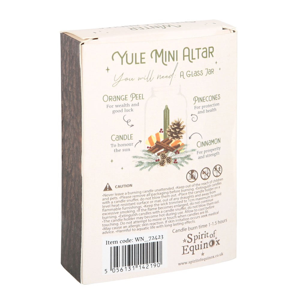 Winter Ritual Candles Cedar & Pine – Rückseite mit Yule Mini Altar Anleitung
