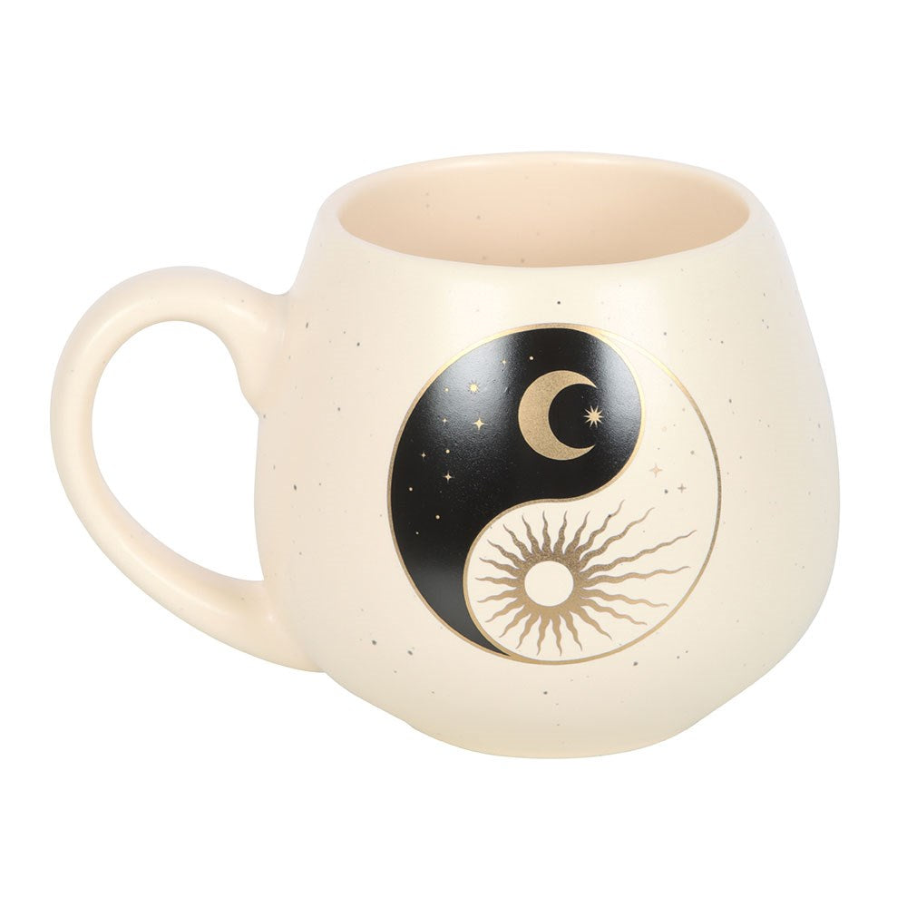 Yin Yang Sonne Mond Keramik Tasse Frontansicht links