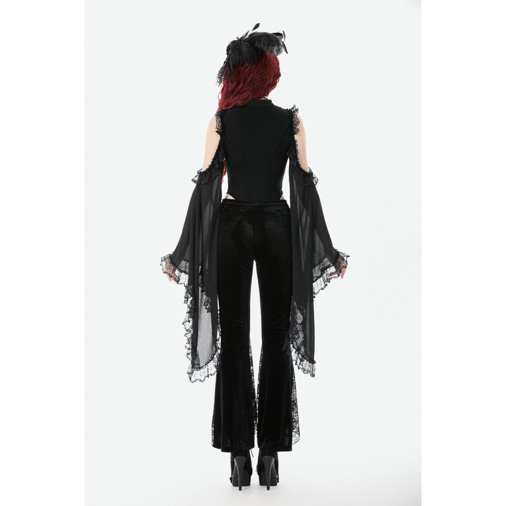 Gothic Samthose in schwarz Rüschen Dark in Love
