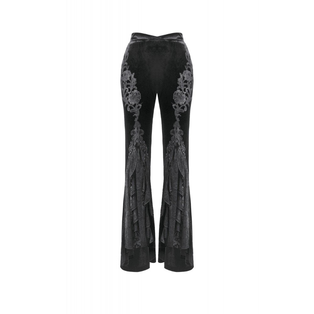 Gothic Samthose in schwarz Rüschen Dark in Love