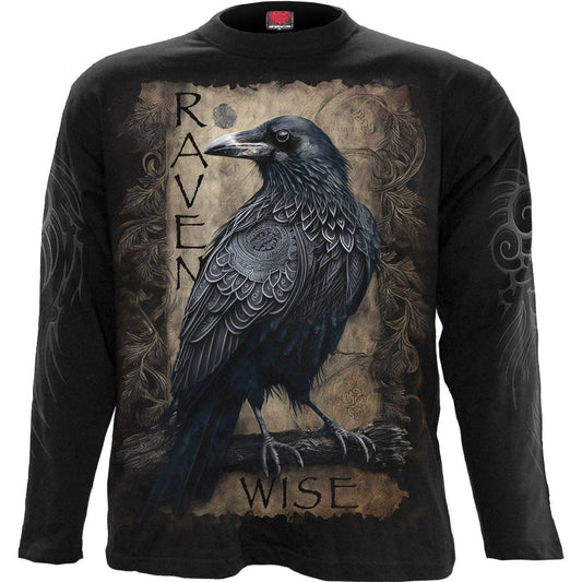 RAVEN WISE - Langarmshirt Schwarz Raben Longsleeve