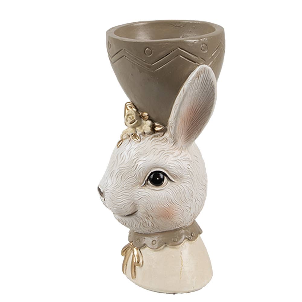 Nostalgischer Eierbecher Hase 7x7x12 cm Beige Kunststoff Ostern