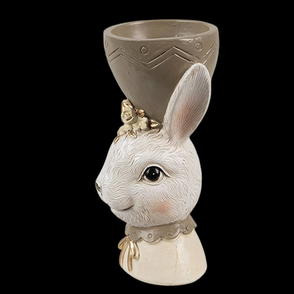 Nostalgischer Eierbecher Hase 7x7x12 cm Beige Kunststoff Ostern