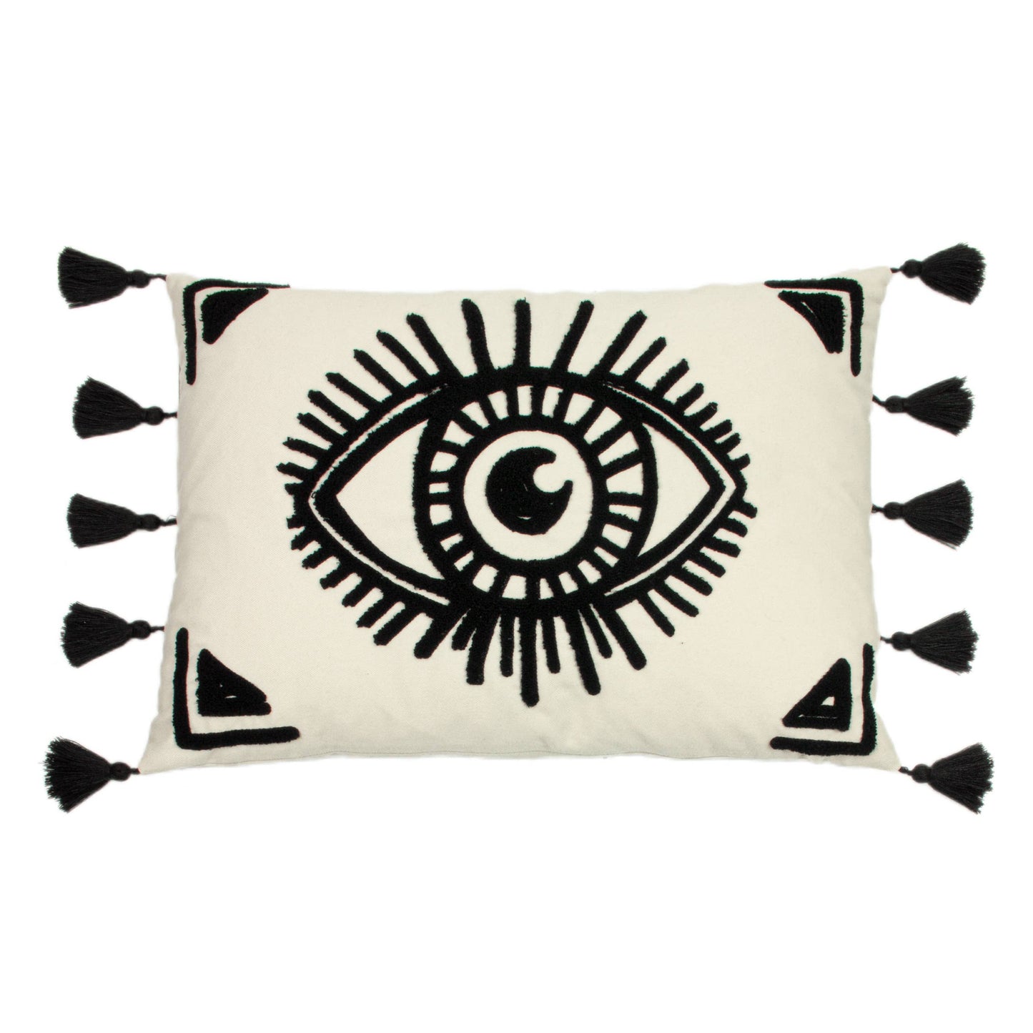 „Ashram“ Vintage Boho Magisches Auge Besticktes Dekokissen 35 x 50 cm