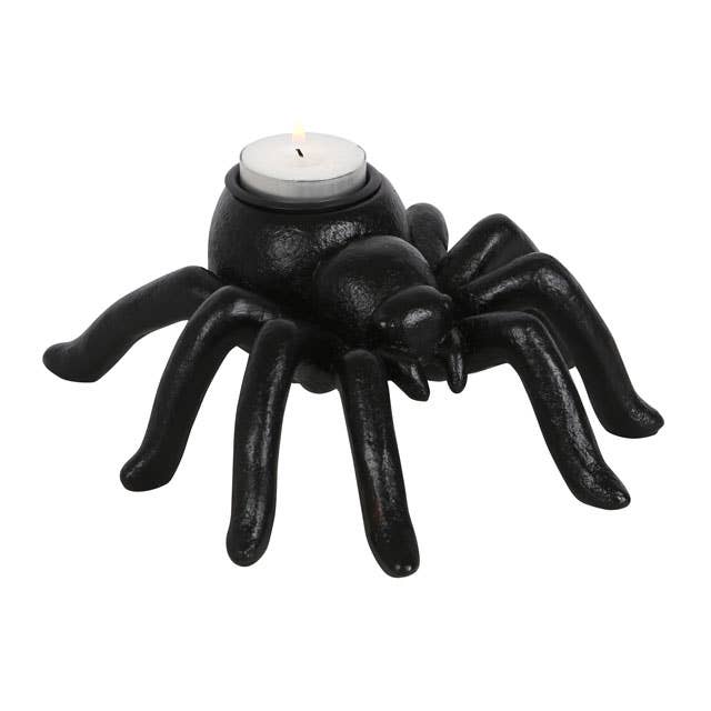 Gotischer Halloween-Teelichthalter mit Spinnenmotiv