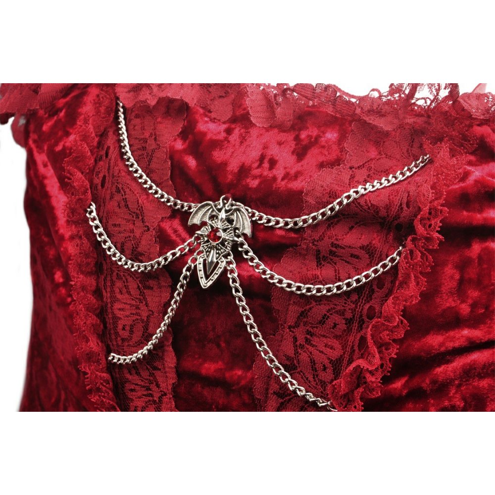 Dark in Love rotes Samtkleid mit Spinne