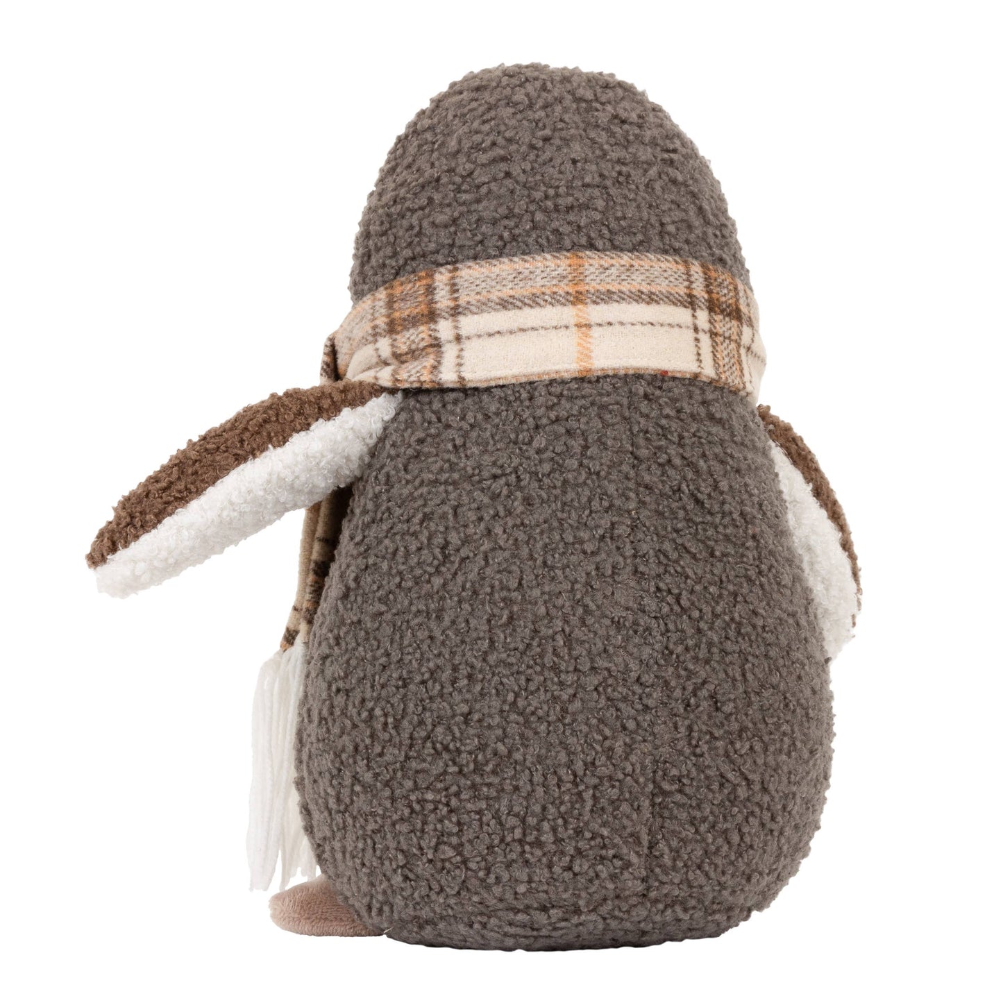 Niedlicher Riva Home Pinguin-Türstopper aus Bouclé in warmem Grau 17x26 cm