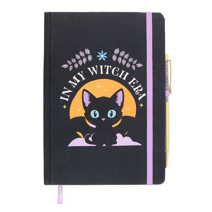 Süßes A5-Notizbuch mit Amethyst-Stift Fledermaus Katze