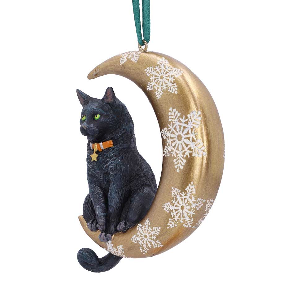 Lisa Parker Mondkatze Weihnachtsanhänger – Gothic Katze im Mond