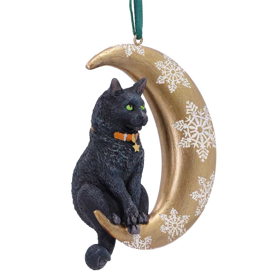Lisa Parker Mondkatze Weihnachtsanhänger – Gothic Katze im Mond