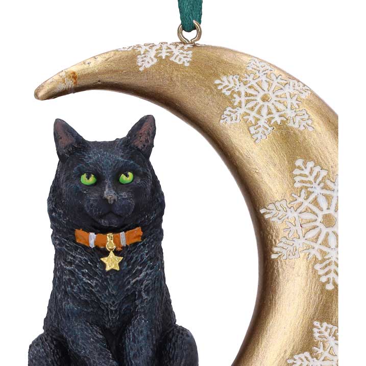 Lisa Parker Mondkatze Weihnachtsanhänger – Gothic Katze im Mond