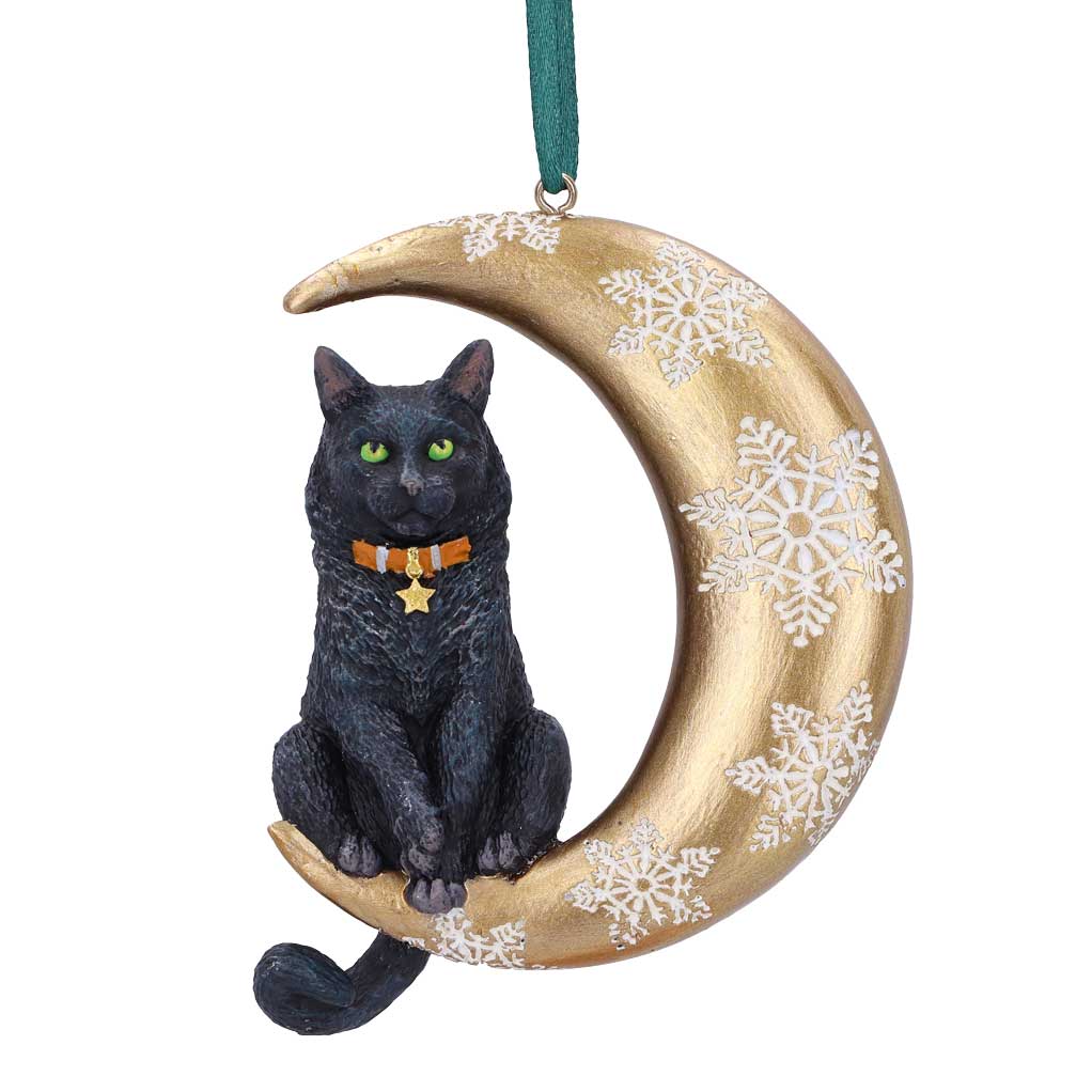 Lisa Parker Mondkatze Weihnachtsanhänger – Gothic Katze im Mond