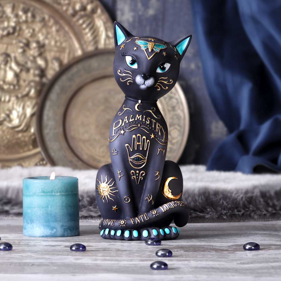 Gothic Dekofigur Katze "Kitty Fortune" 27 cm