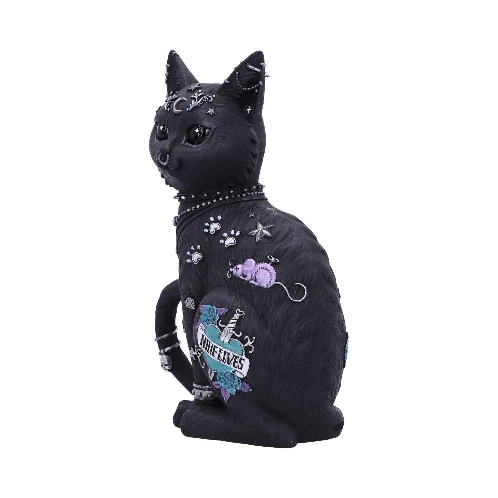Nine Lives schwarze Dekofigur – Gothic Deko 22 cm Tattoo Katze Witchy