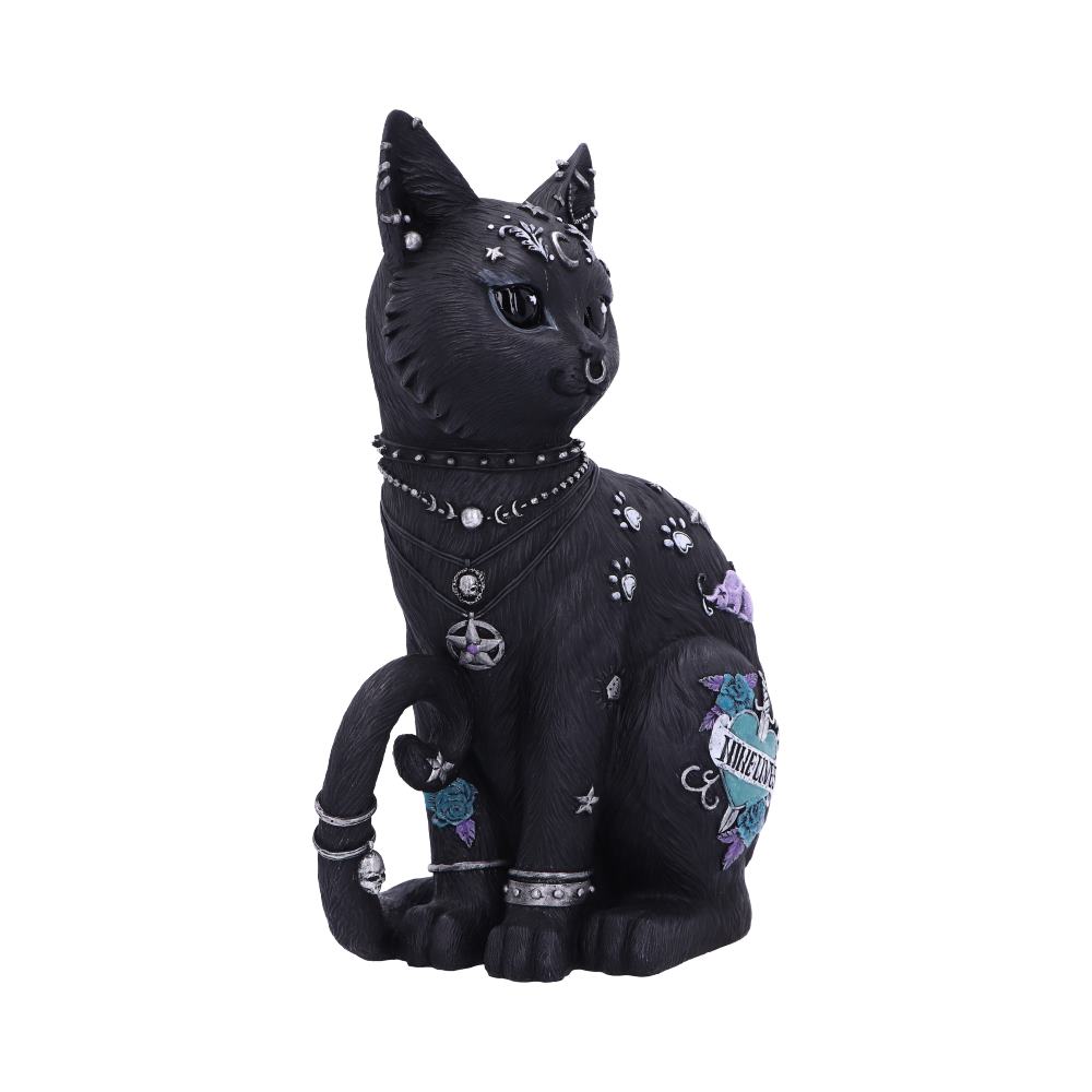 Nine Lives schwarze Dekofigur – Gothic Deko 22 cm Tattoo Katze Witchy