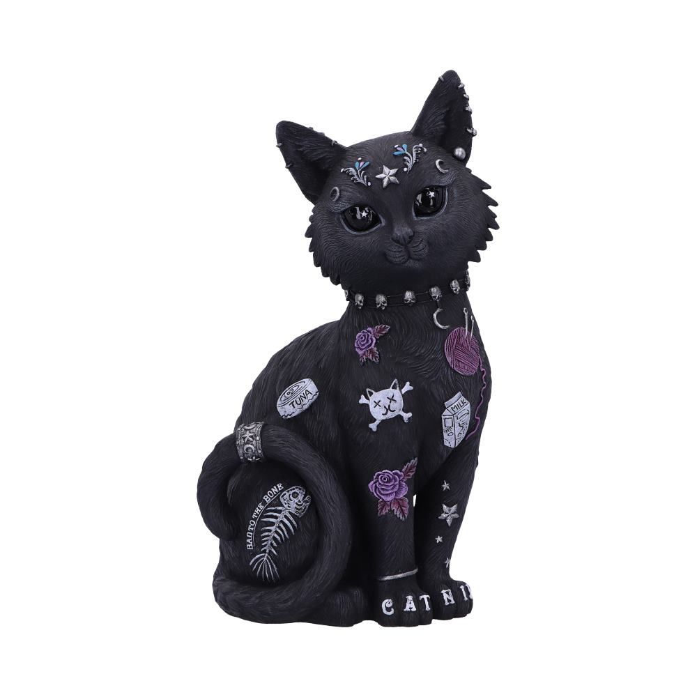 Bad to the Bone Katzenfigur – Gothic Deko 22 cm Dekofigur Tattoo