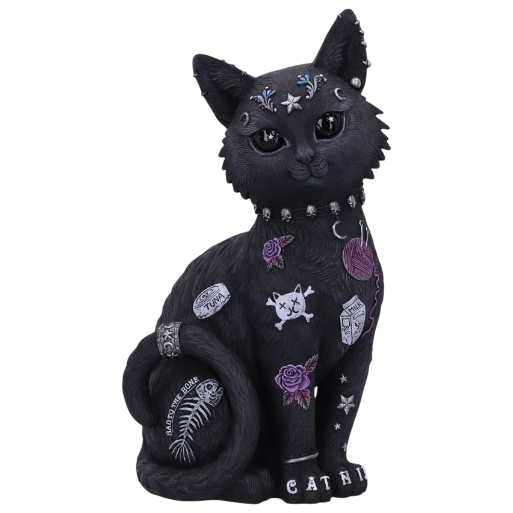 Bad to the Bone Katzenfigur – Gothic Deko 22 cm Dekofigur Tattoo