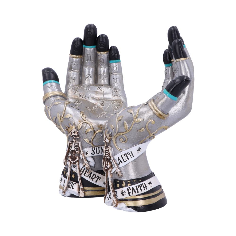 Fantasy Dekofigur Glaskugelhalter Wahrsagerhände Fortine Teller 20cm