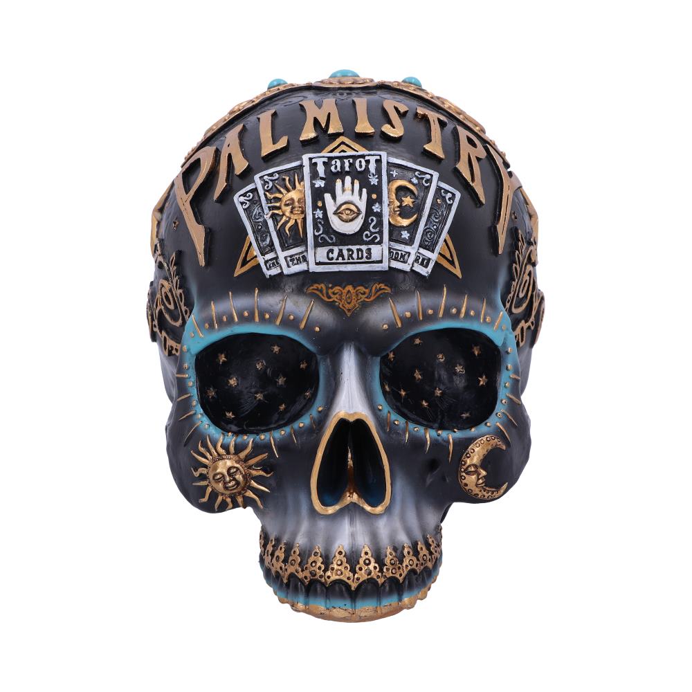 Mystischer Destiny Palmistry Skull – Tarot Totenkopf 18 cm Gothic Deko Tarotkarten