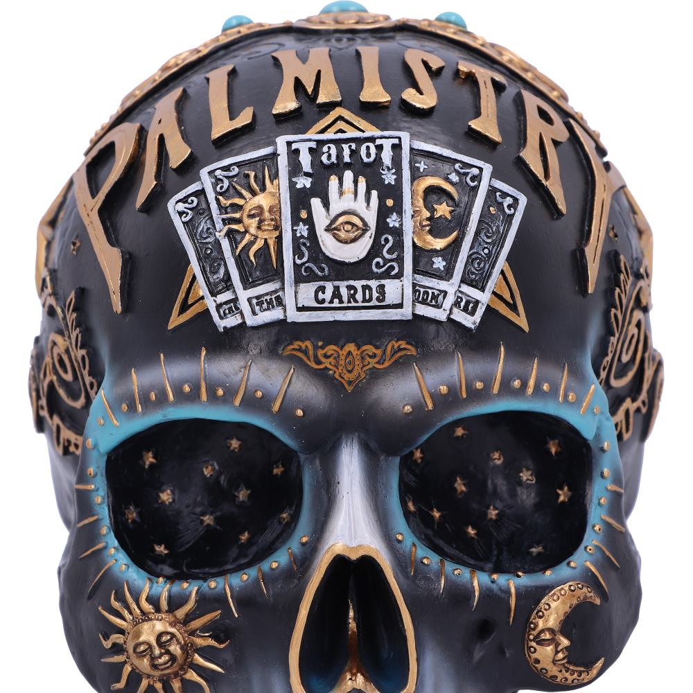 Mystischer Destiny Palmistry Skull – Tarot Totenkopf 18 cm Gothic Deko Tarotkarten
