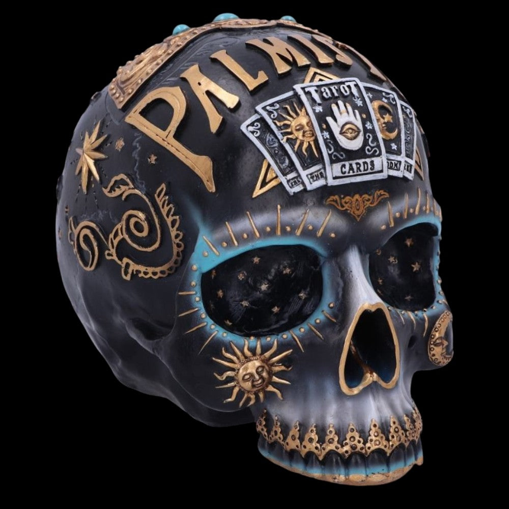 Mystischer Destiny Palmistry Skull – Tarot Totenkopf 18 cm Gothic Deko Tarotkarten