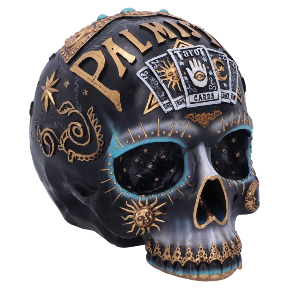 Mystischer Destiny Palmistry Skull – Tarot Totenkopf 18 cm Gothic Deko Tarotkarten