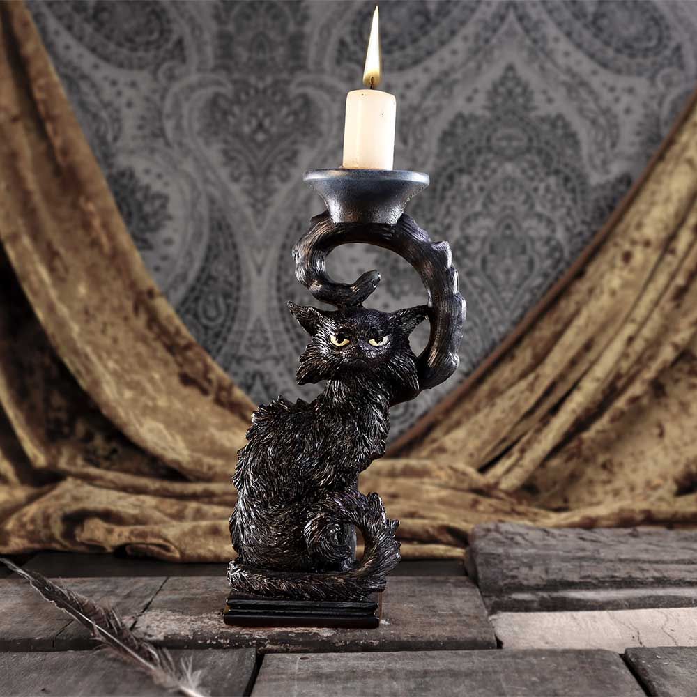 Witches Familiar Salem Kerzenhalter – schwarze Katze 20 cm Gothic Dekofigur