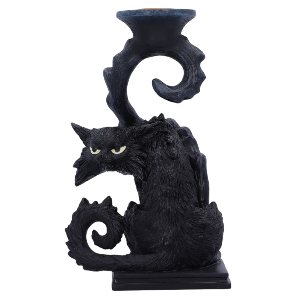 Witches Familiar Spite Kerzenhalter – schwarze Katze 18,5 cm Gothic Dekofigur schwarz