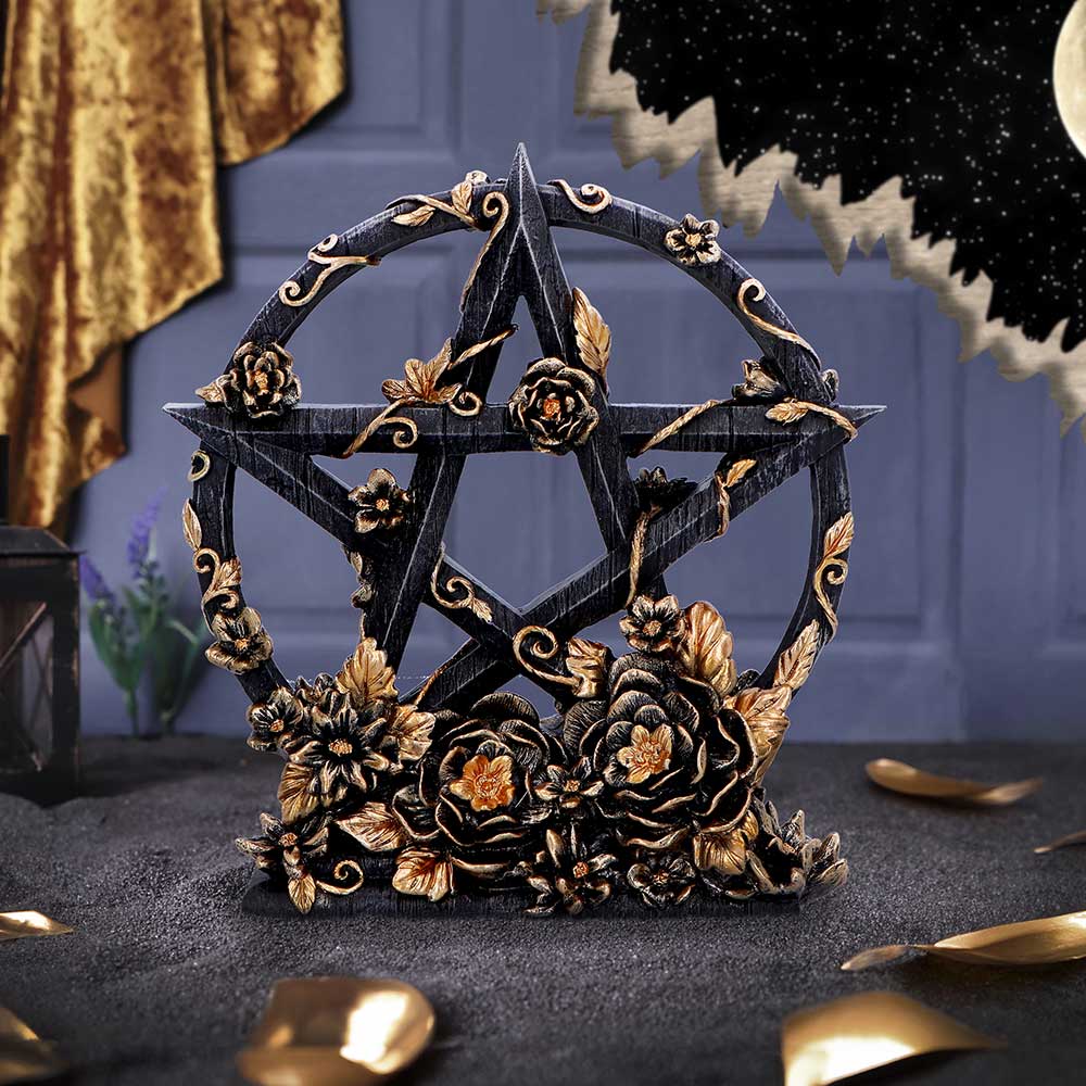 Dark Floral Pentagram Gothic Deko romantisch 16,5 cm