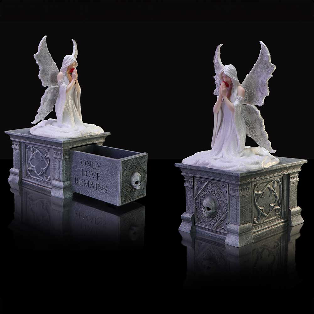 Anne Stokes Only Love Remains – Dekofigur Fee mit Rose & Aufbewahrungsbox Dark Fantasy