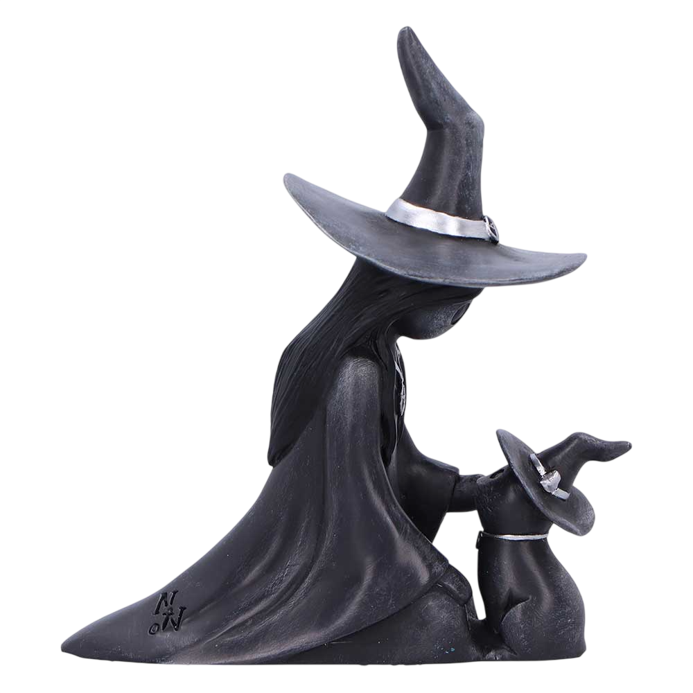 Little Souls - Gothic Dekofigur Hexe mit kleiner Hexen-Katze 10 cm