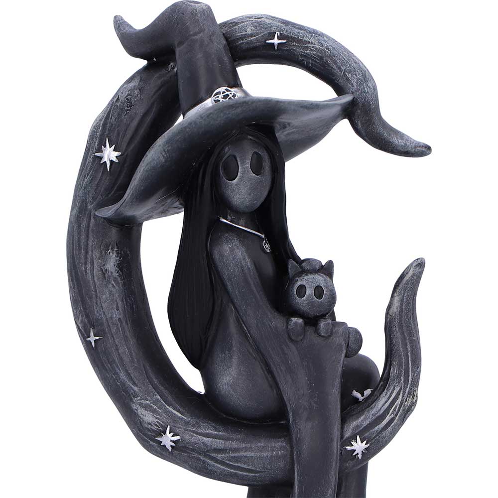 Süße Gothic Hexenfigur Dekofigur "Little Souls Glow" 13.4 cm Hexe mit Katze im Arm
