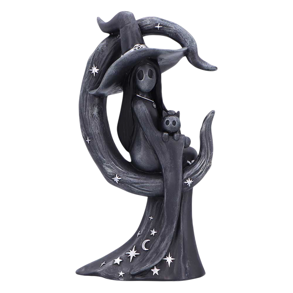 Süße Gothic Hexenfigur Dekofigur "Little Souls Glow" 13.4 cm Hexe mit Katze im Arm