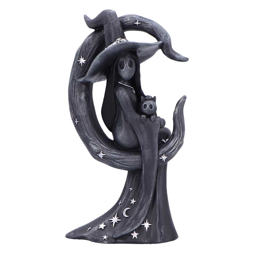 Süße Gothic Hexenfigur Dekofigur "Little Souls Glow" 13.4 cm Hexe mit Katze im Arm