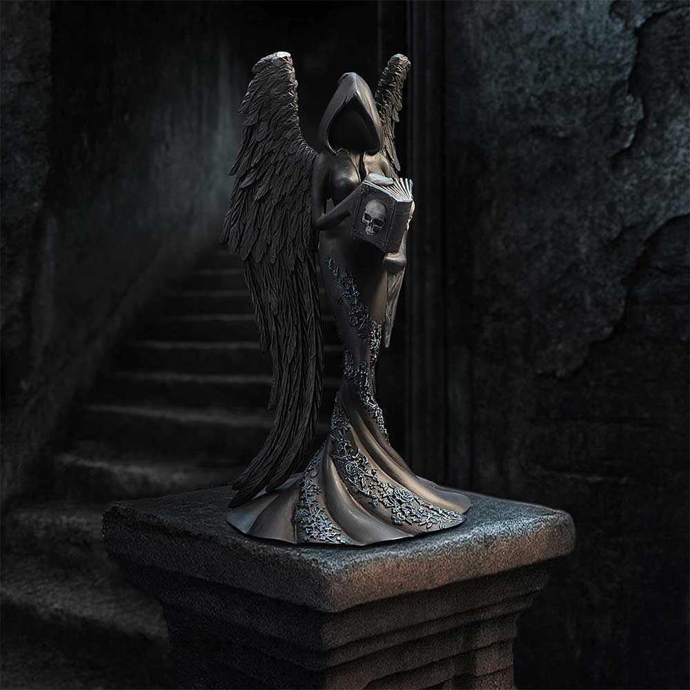 Femme Fatale Scholar – Gothic Engelsfigur mit Buch 21,9 cm Dekofigur Halloween