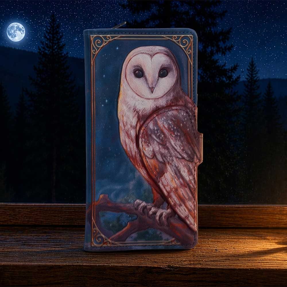 Mystische Geldbörse mit Fantasy Eulenmotiv und Ornamenten 3D Gothic
